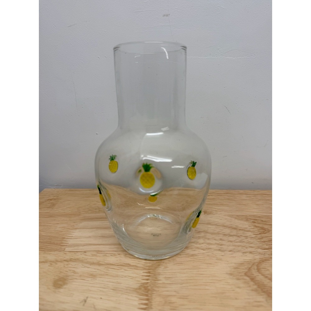 Anthropologie Penelope Pineapple Glass Bedside Tumble Up Carafe #1